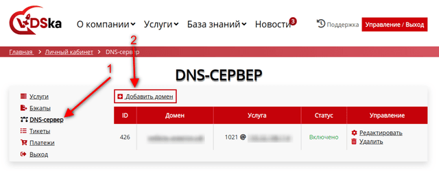 Как добавить домен на DNS-сервер